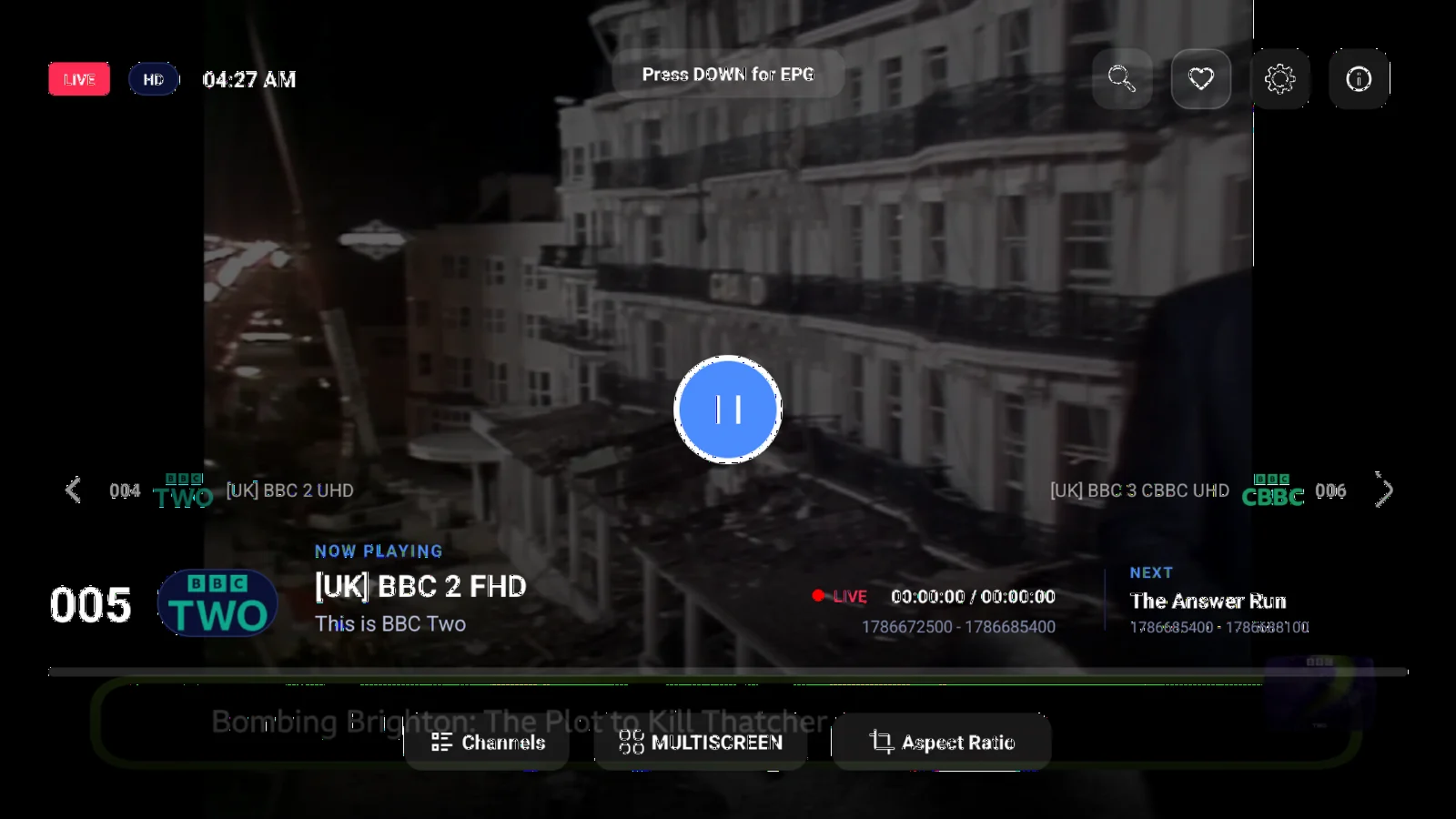 Player — zap channels without leaving full screen